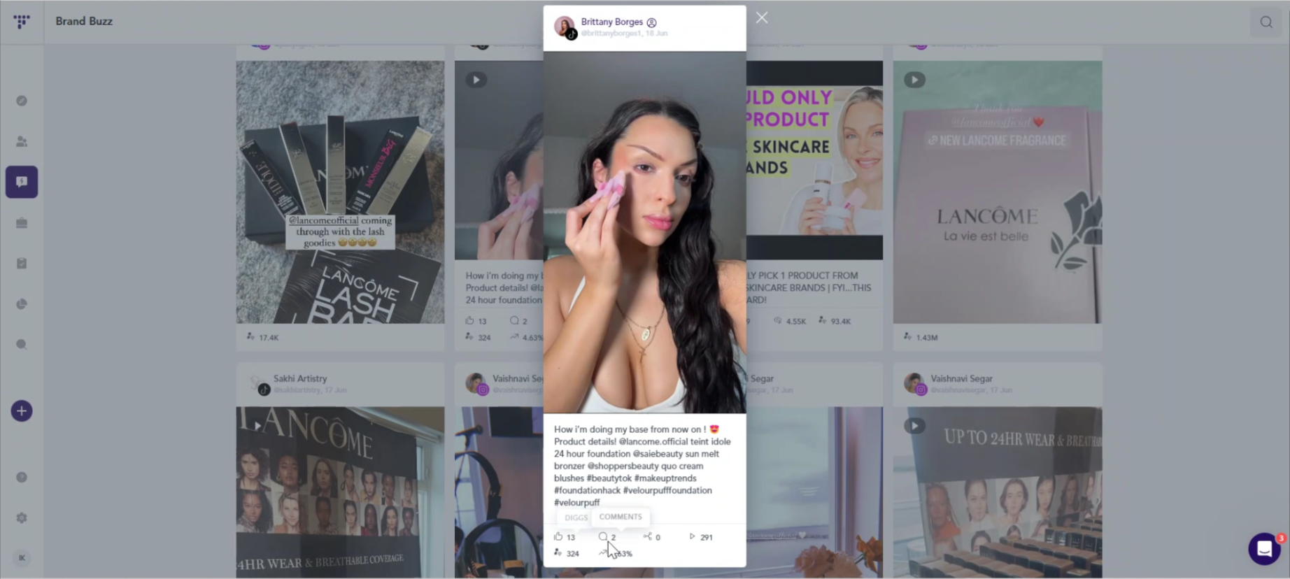 Sampling campaign posted on Instagram