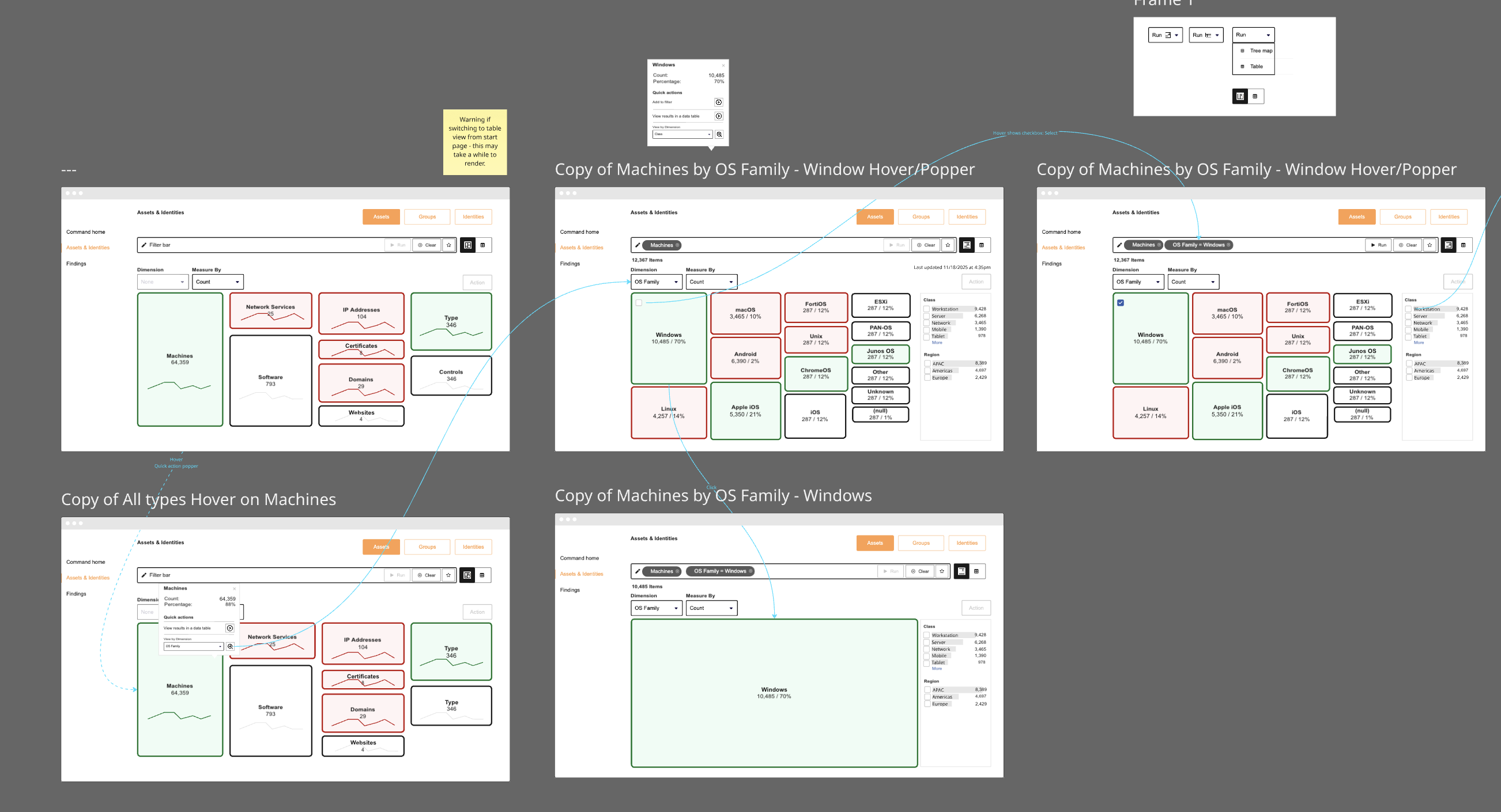 Lo-fi visual explorer mockups
